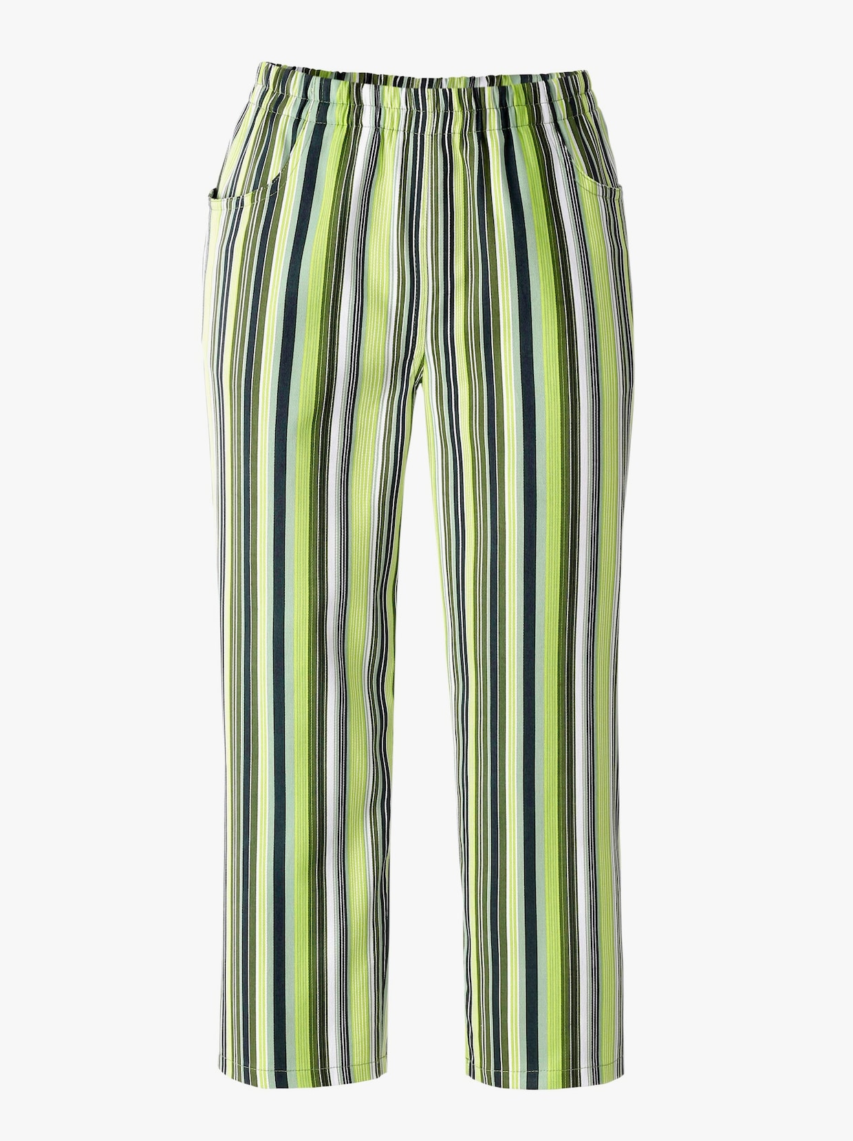 Capri nohavice - zelená pásikovaná