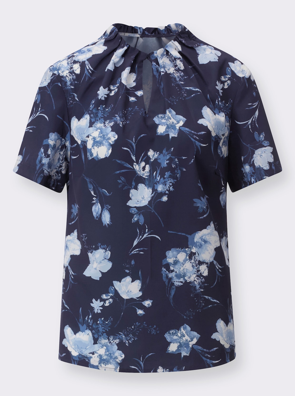 Comfortabele blouse - marine/wit geprint