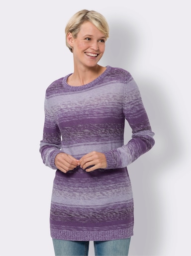 Longpullover aus Melange-Garn - lila-lavendel-gemustert
