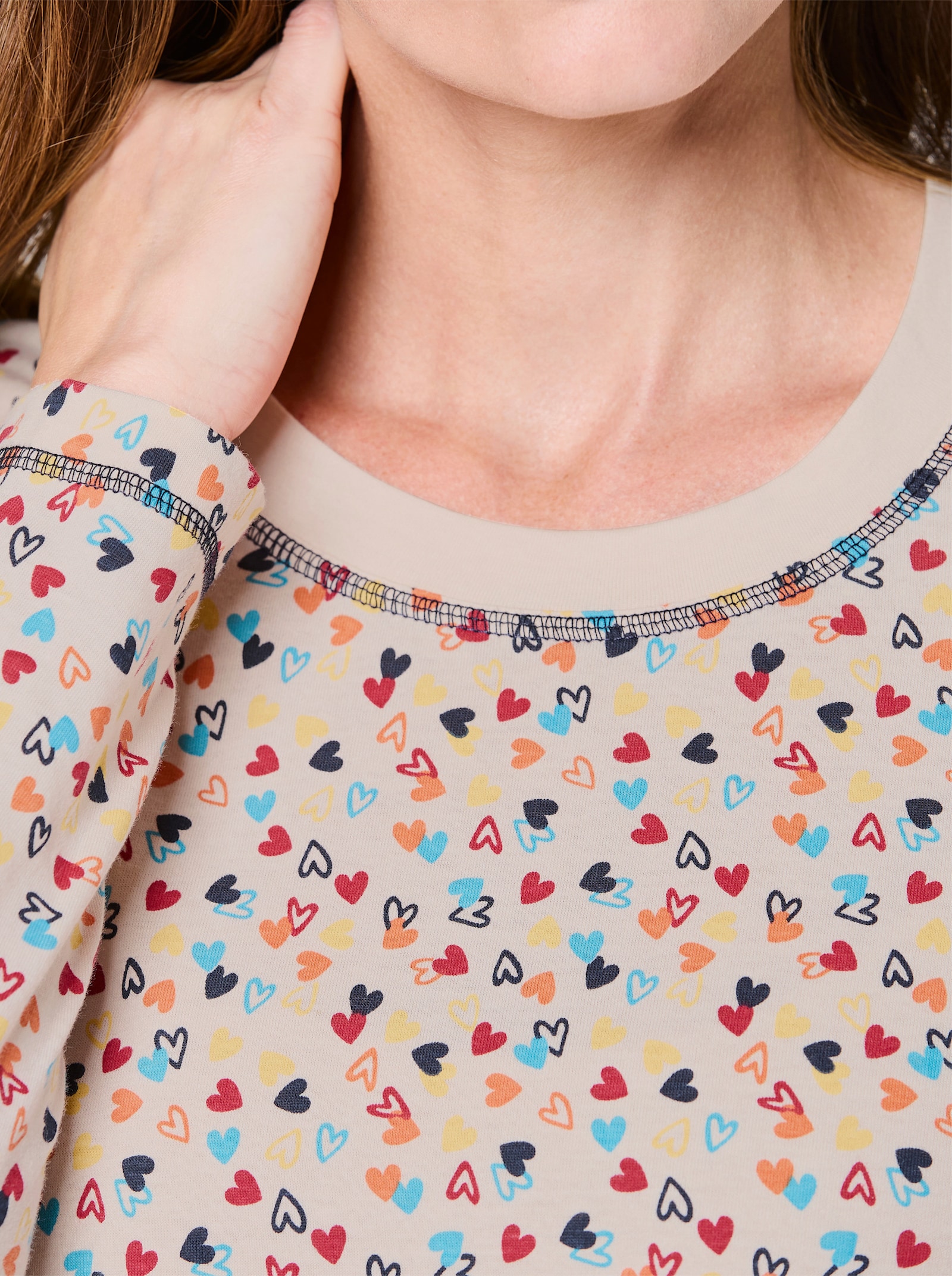 wäschepur Sleepshirts - champagner + champagner-marine-bedruckt