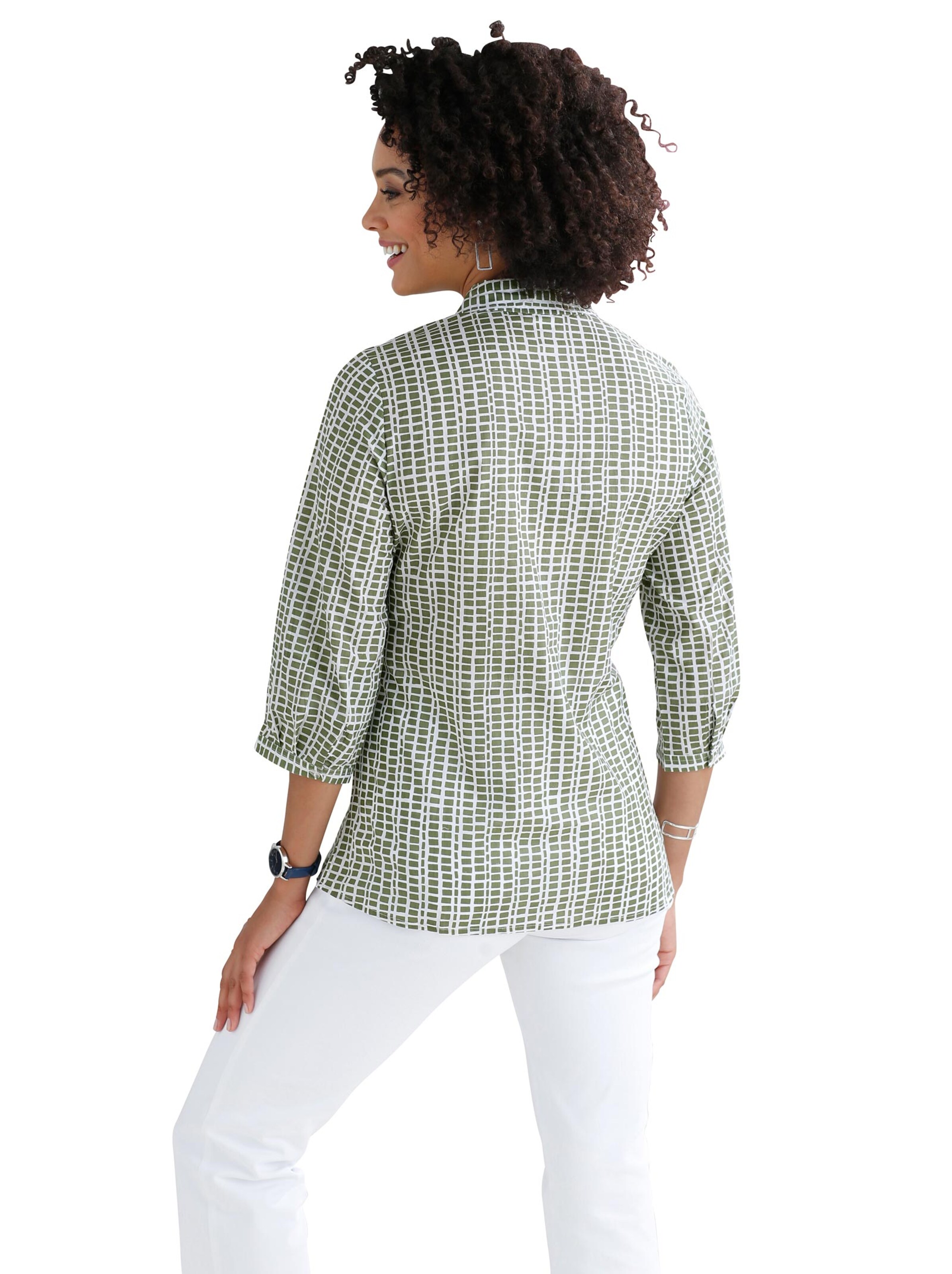 Bluse - khaki-gemustert