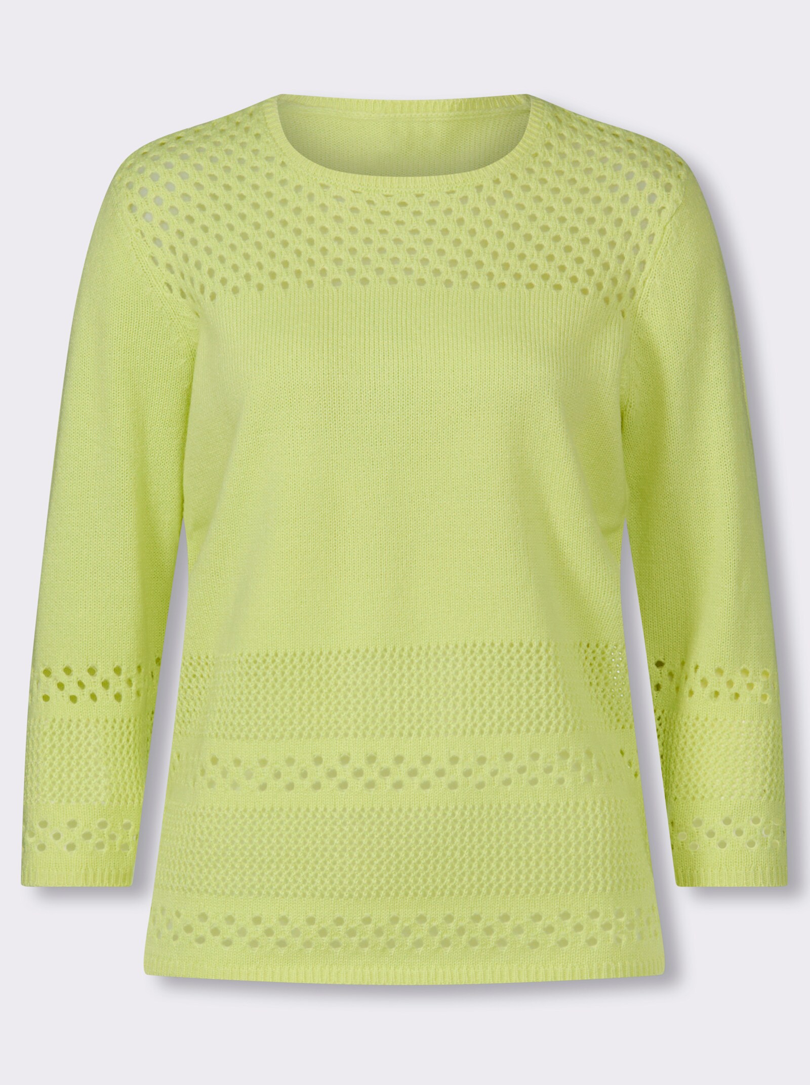 Ajourpullover mit Lochmuster - pistazie