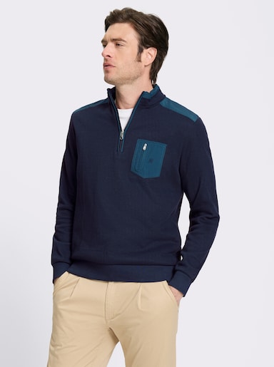 Marco Donati Sweatshirt mit grobem Ripp-Muster, Baumwolle - marine