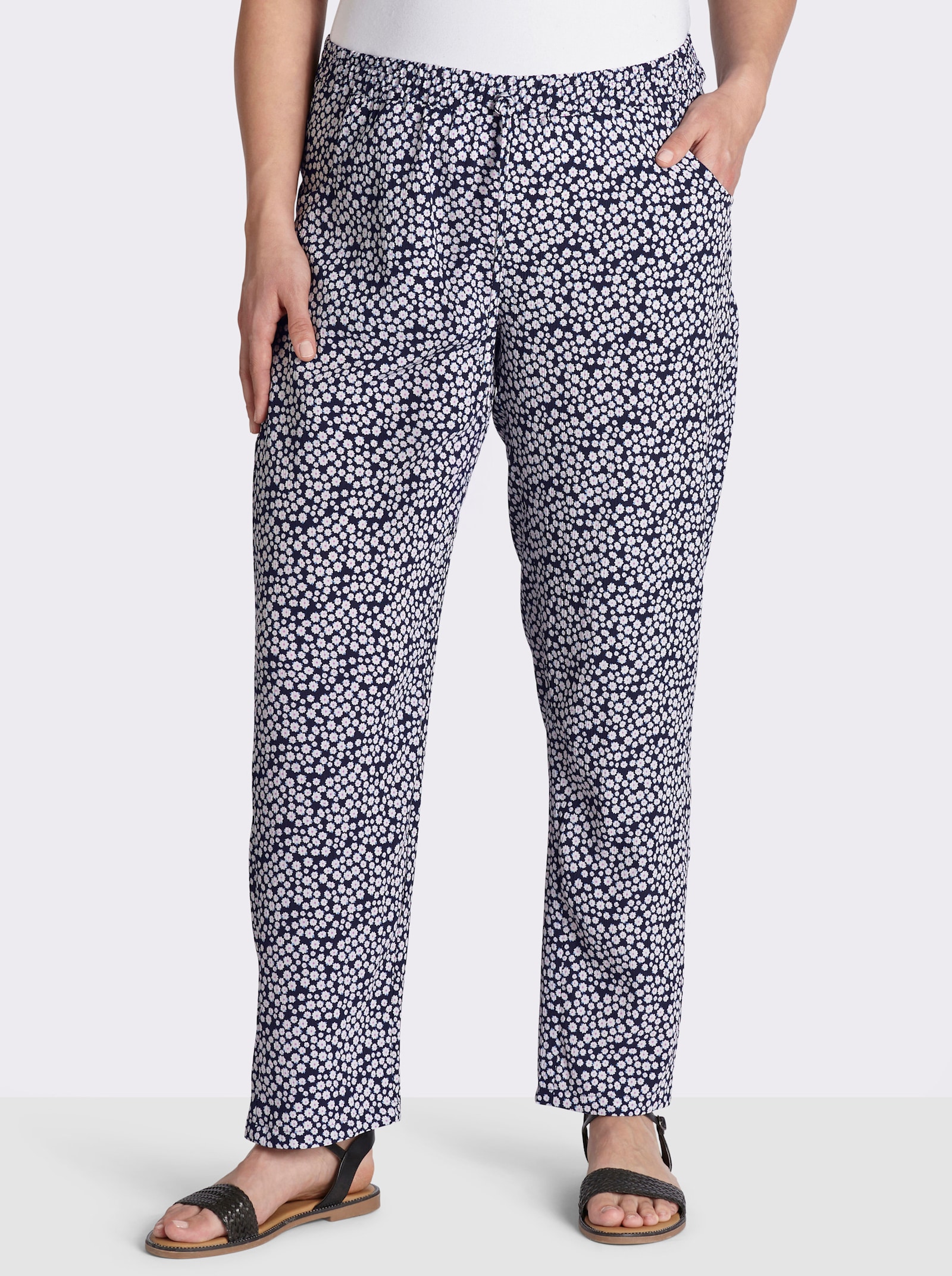 Schlupfhose im Doppelpack - marine + marine-weiß-bedruckt