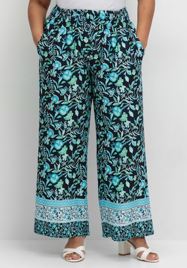 sheego Schlupfhose - tiefblau-gemustert