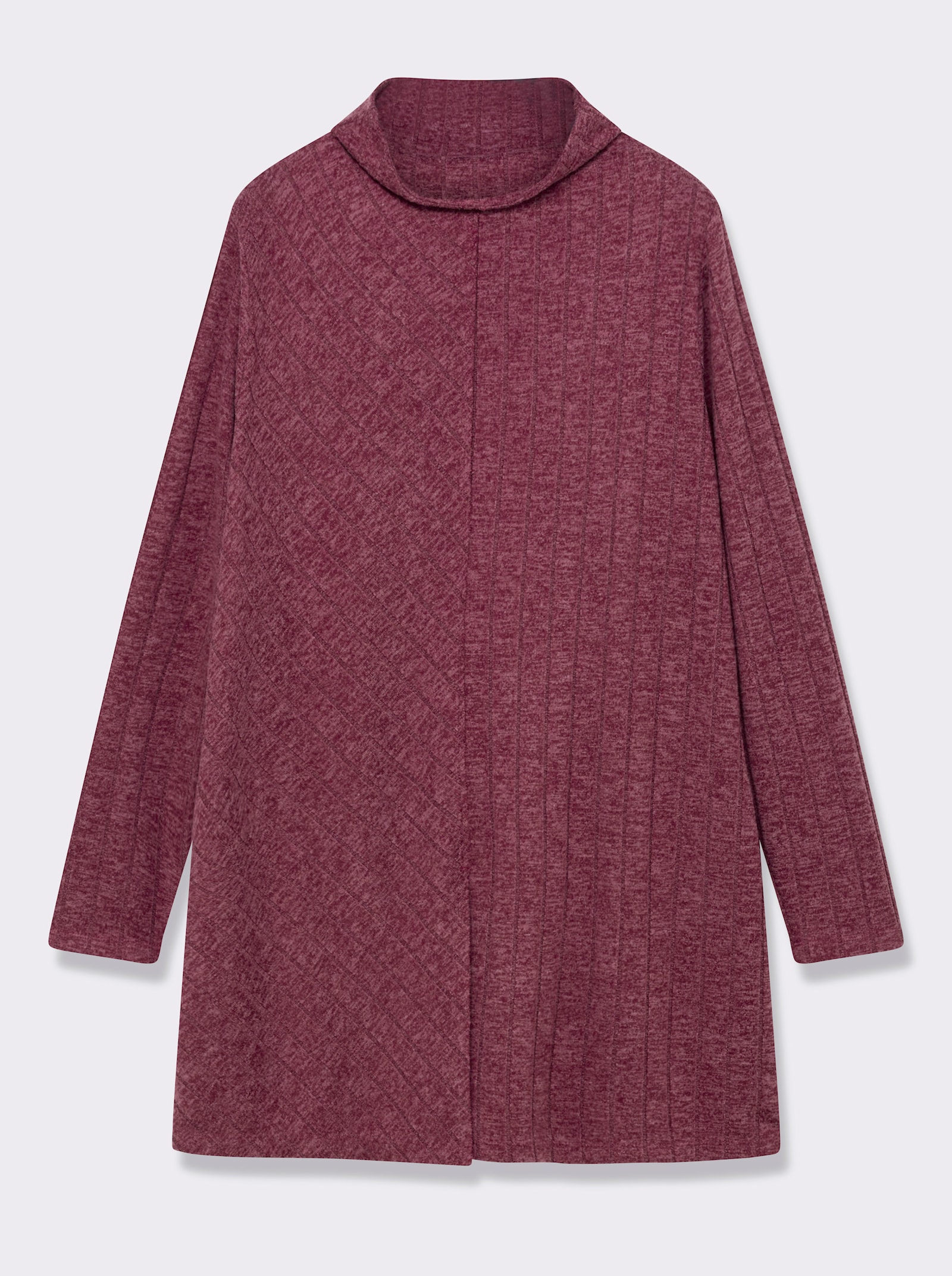 sheego by Joe Browns Longpullover mit hohem Schlitz vorn - bordeaux-meliert