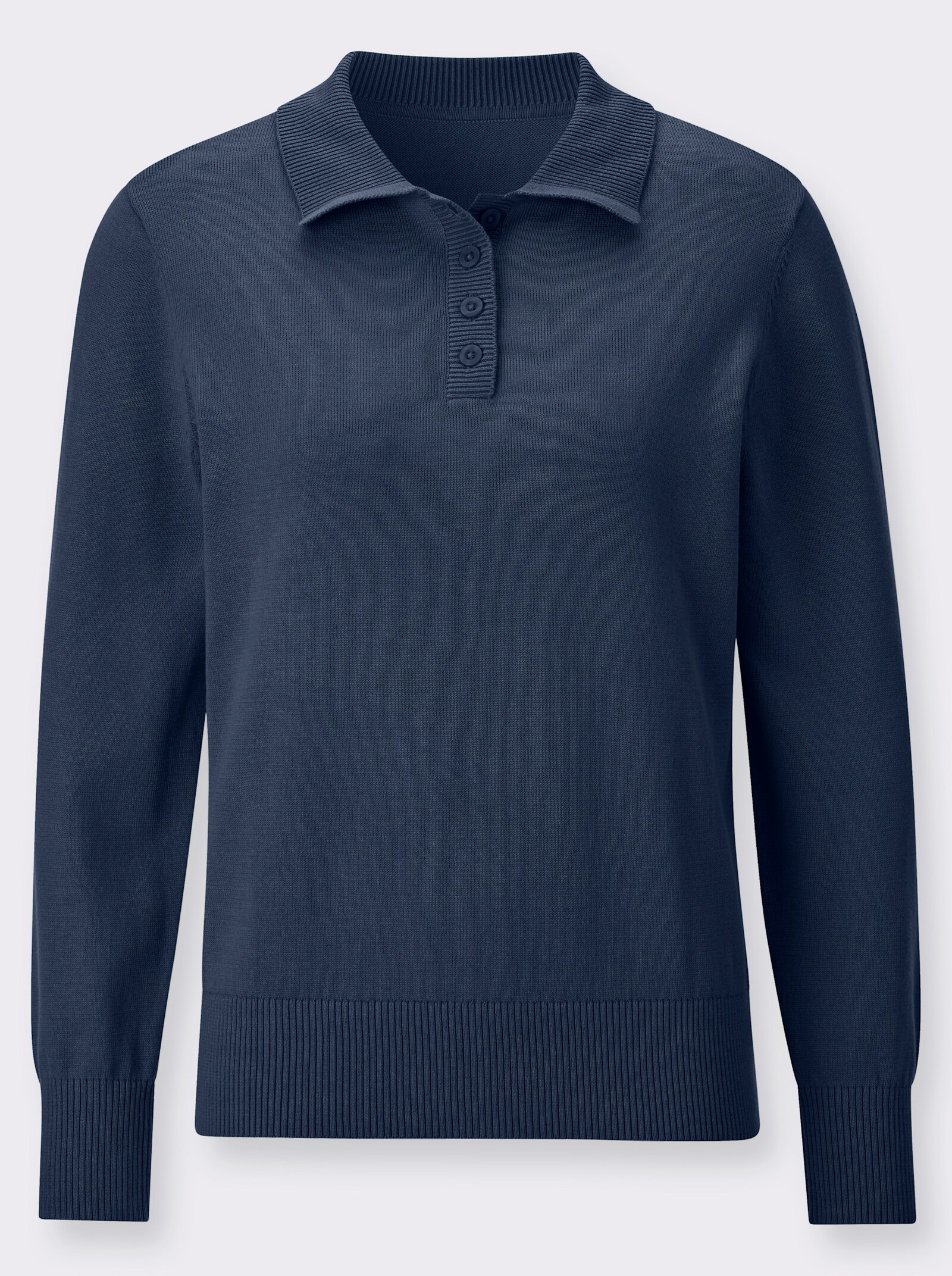 Polopullover mit kurzer Knopfleiste - dunkelblau