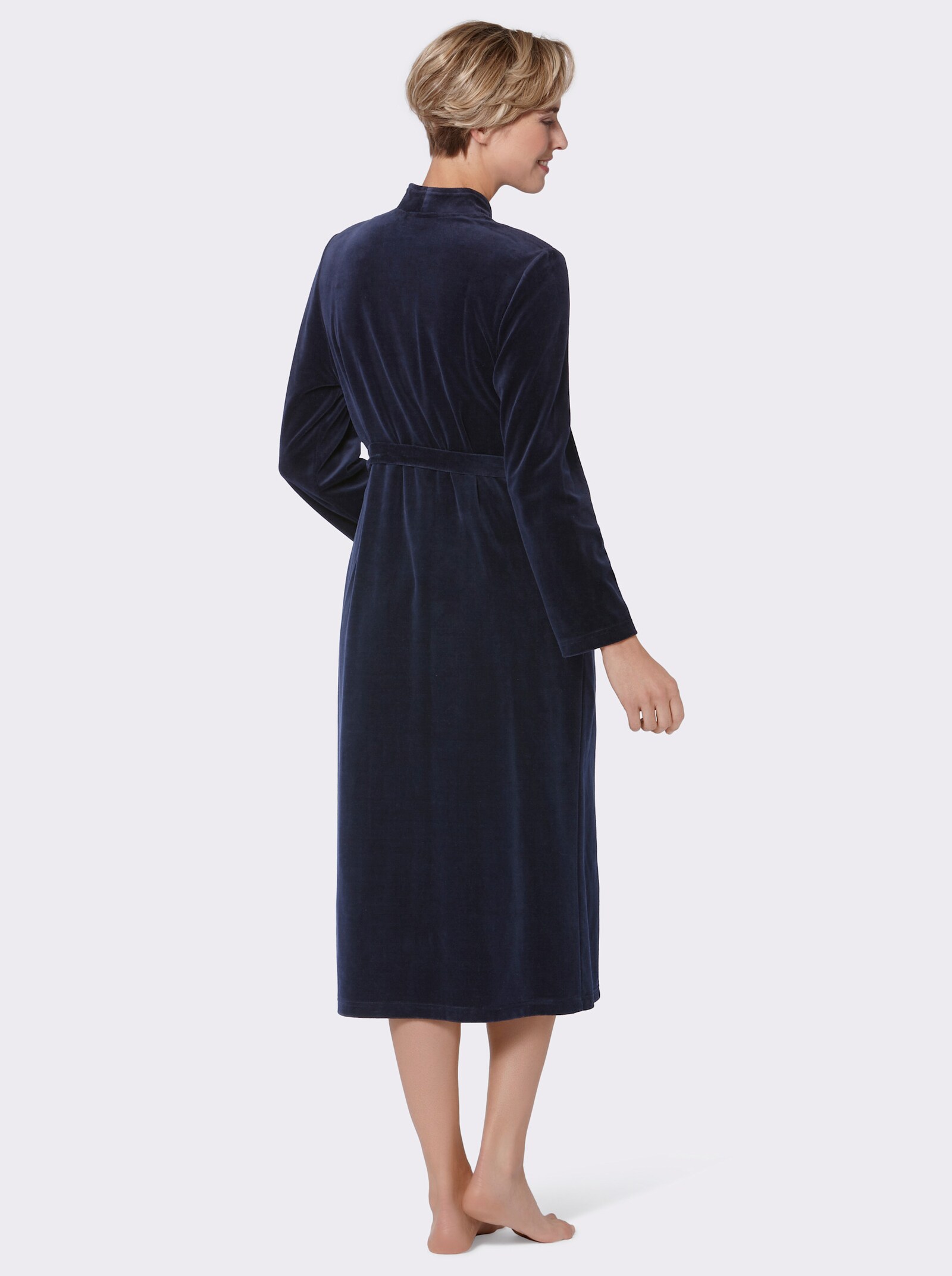 Miss Ulrike Morgenmantel in Nicki-Qualität - marine