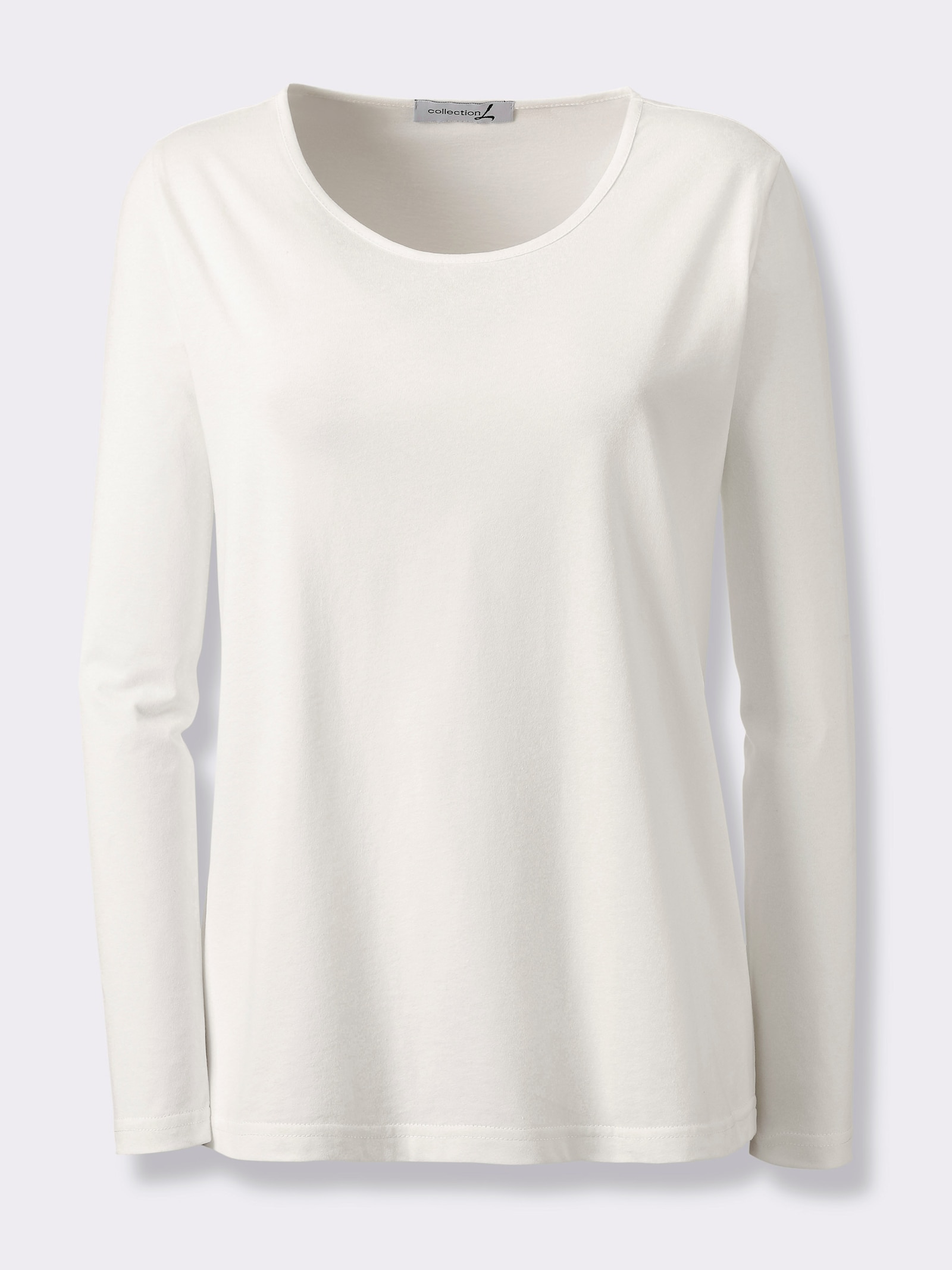 Tričko s dlouhým rukávem s kulatým výstřihem - ecru