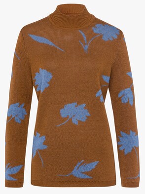 Pullover - cognac-gemustert
