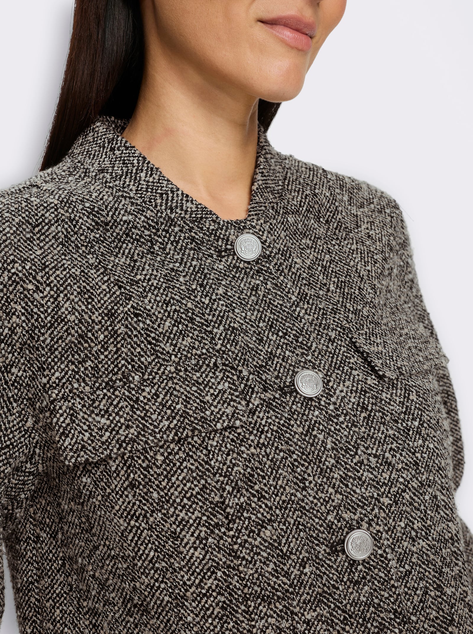 heine Hosenanzug mit Schmuckknöpfen - schwarz-weiß-gemustert