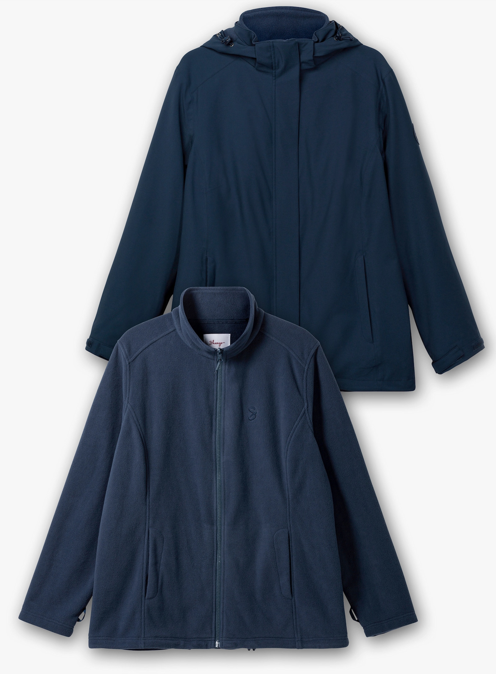 sheego Outdoorjack met binnenjack van fleece - donkerblauw