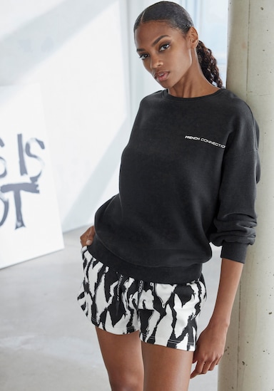 Short en matière sweat - noir-blanc à motifs