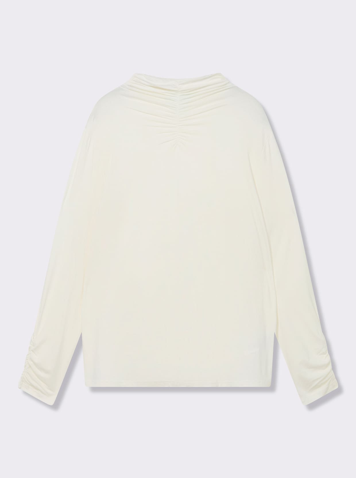 Stehkragenshirt mit Raffung am Kragen - ecru