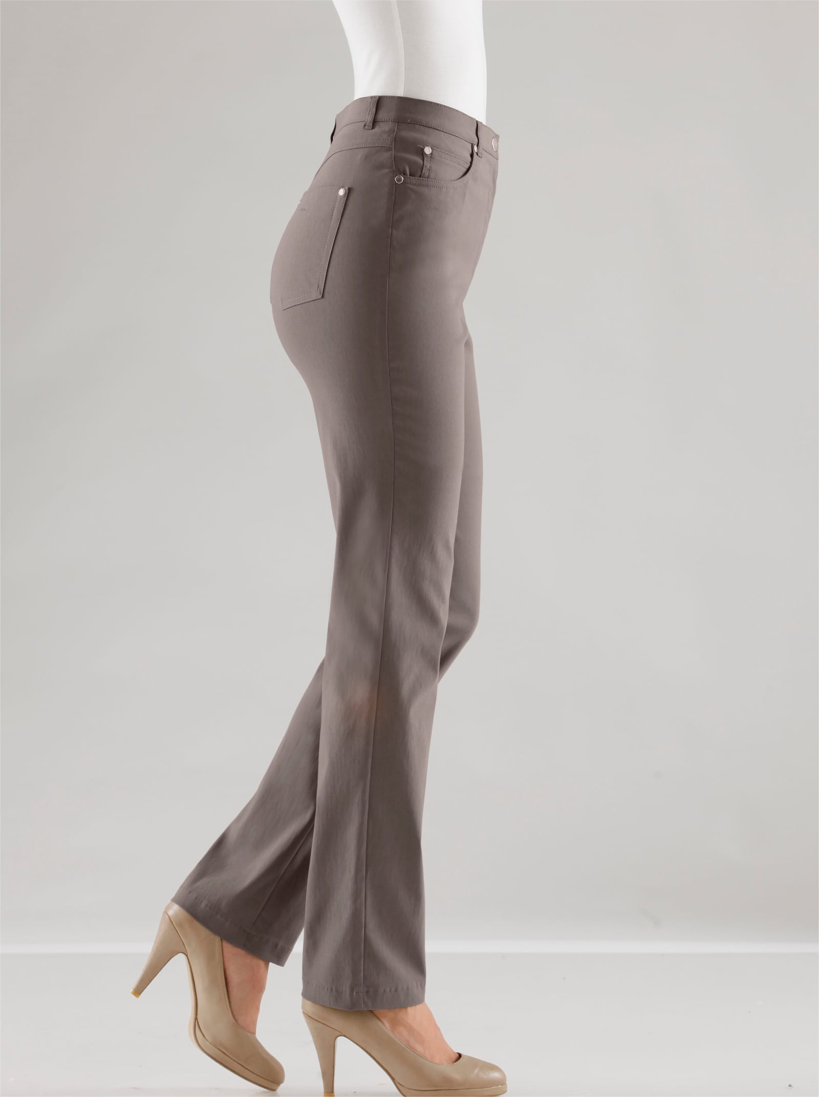 Stehmann Comfort line 5-pocketsbroek van elastisch materiaal - taupe