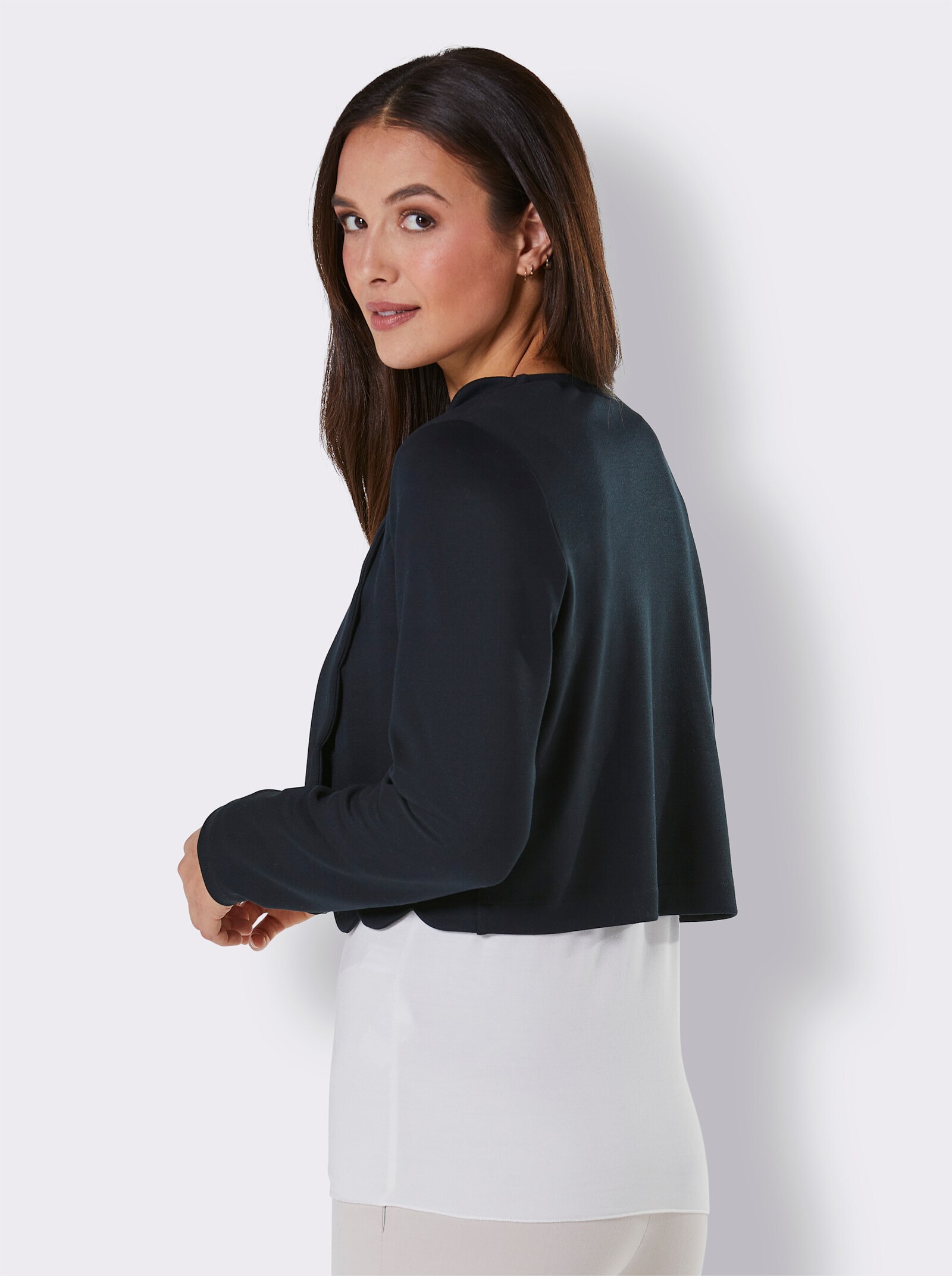 CREATION L PREMIUM Shirtjacke mit seidig-mattem Glanz - schwarz