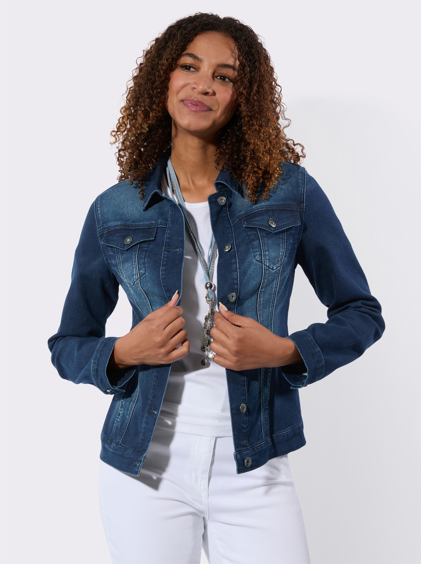 Jeansjacke elastische Qualität - blue-stone-washed
