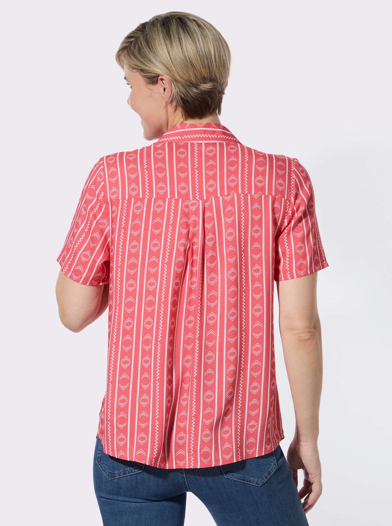 Gestreifte Bluse aus reiner Viskose - grapefruit-ecru-gestreift