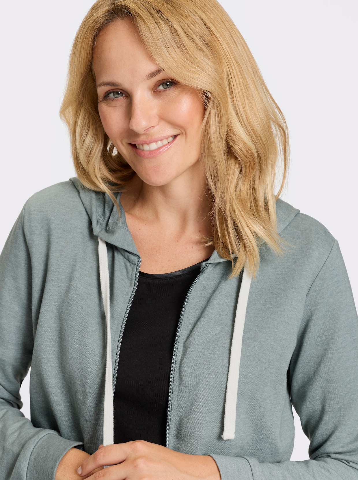 Sweatjacke - jade-meliert