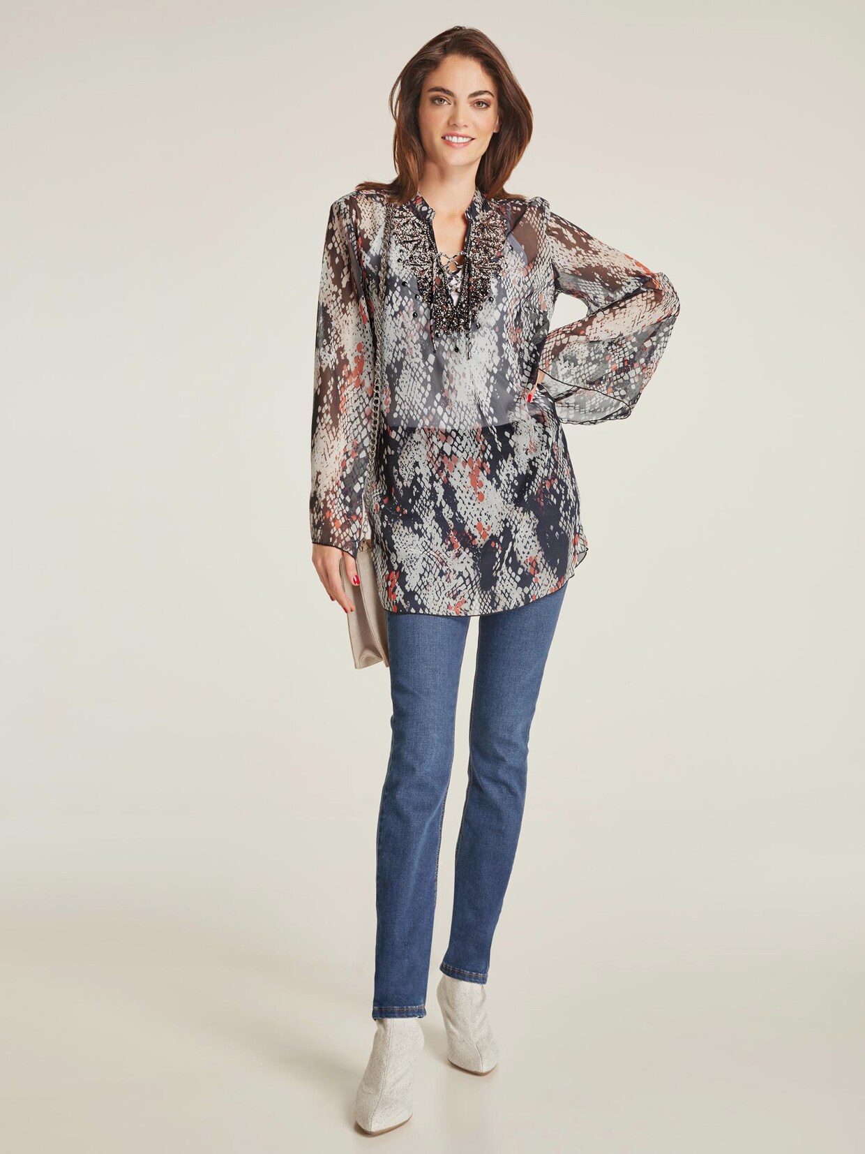 Ashley Brooke Druckbluse - taupe