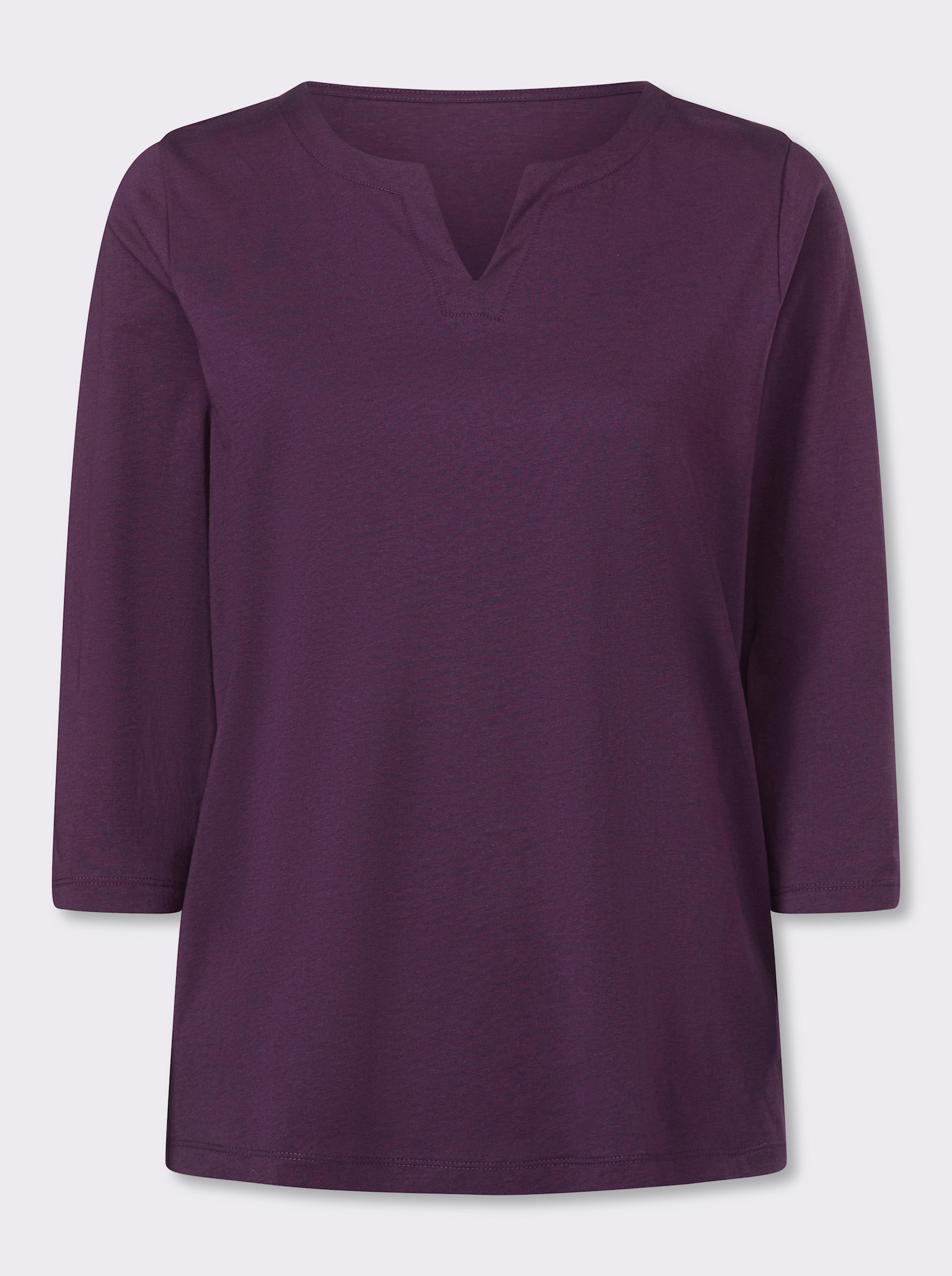 3/4-Arm-Shirt aus reiner Baumwolle - traube
