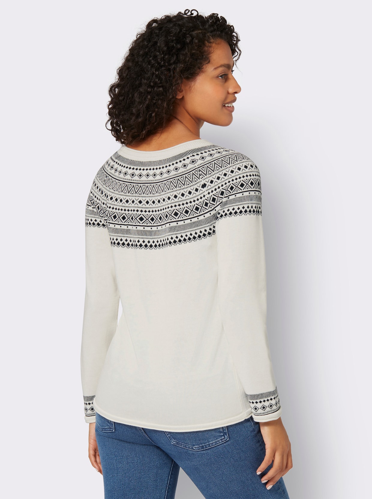 Pull - écru à motifs