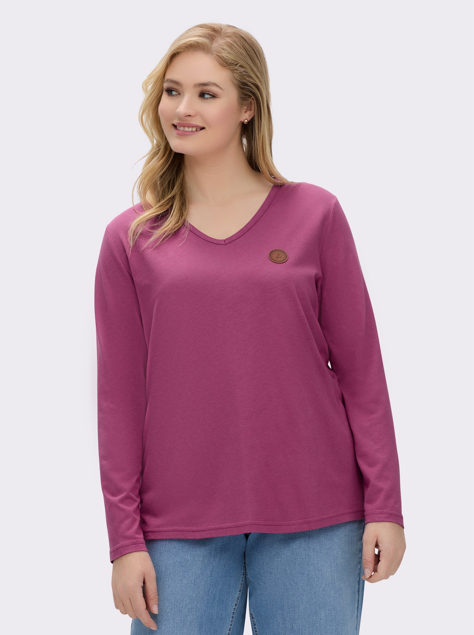 Langarmshirt mit V-Ausschnitt - erika