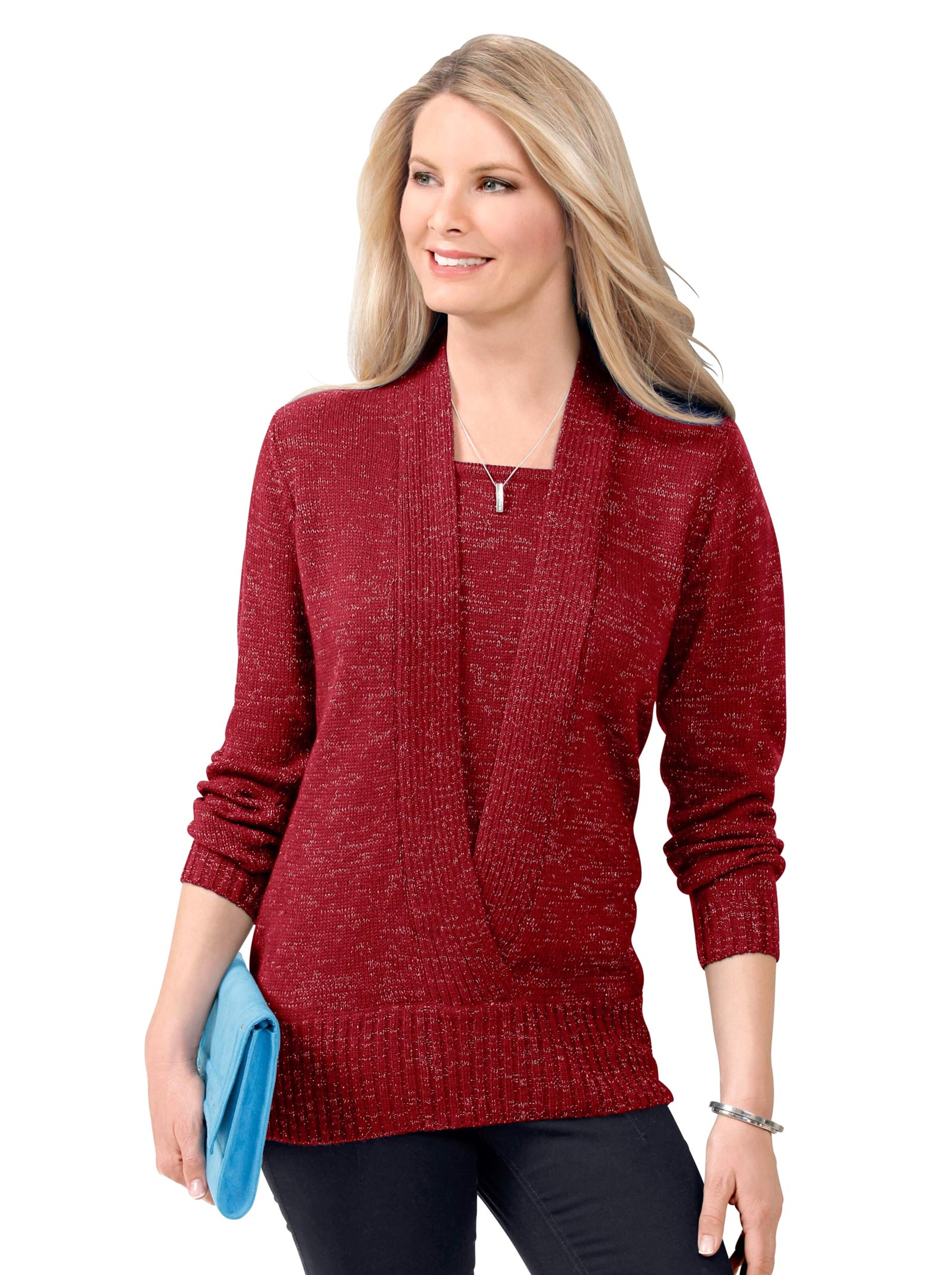 Pullover - rot-meliert