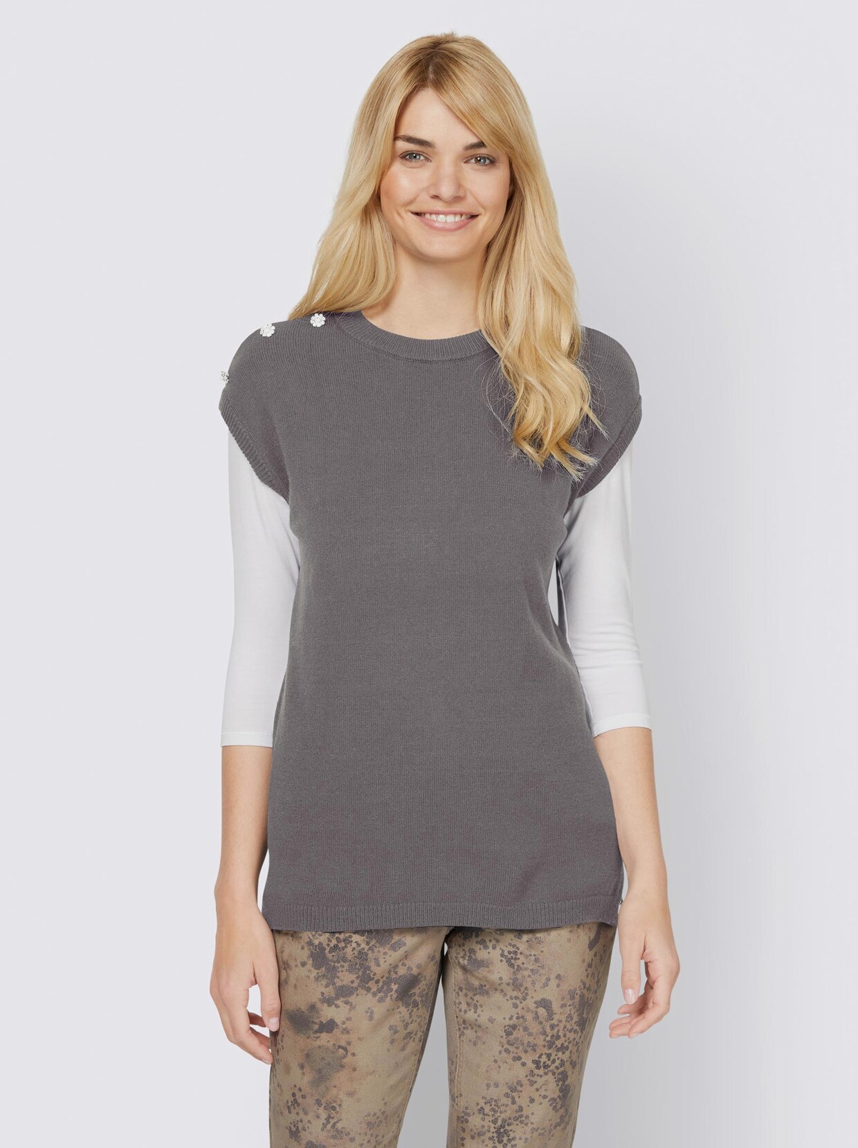 Linea Tesini Pullunder - anthrazit-meliert