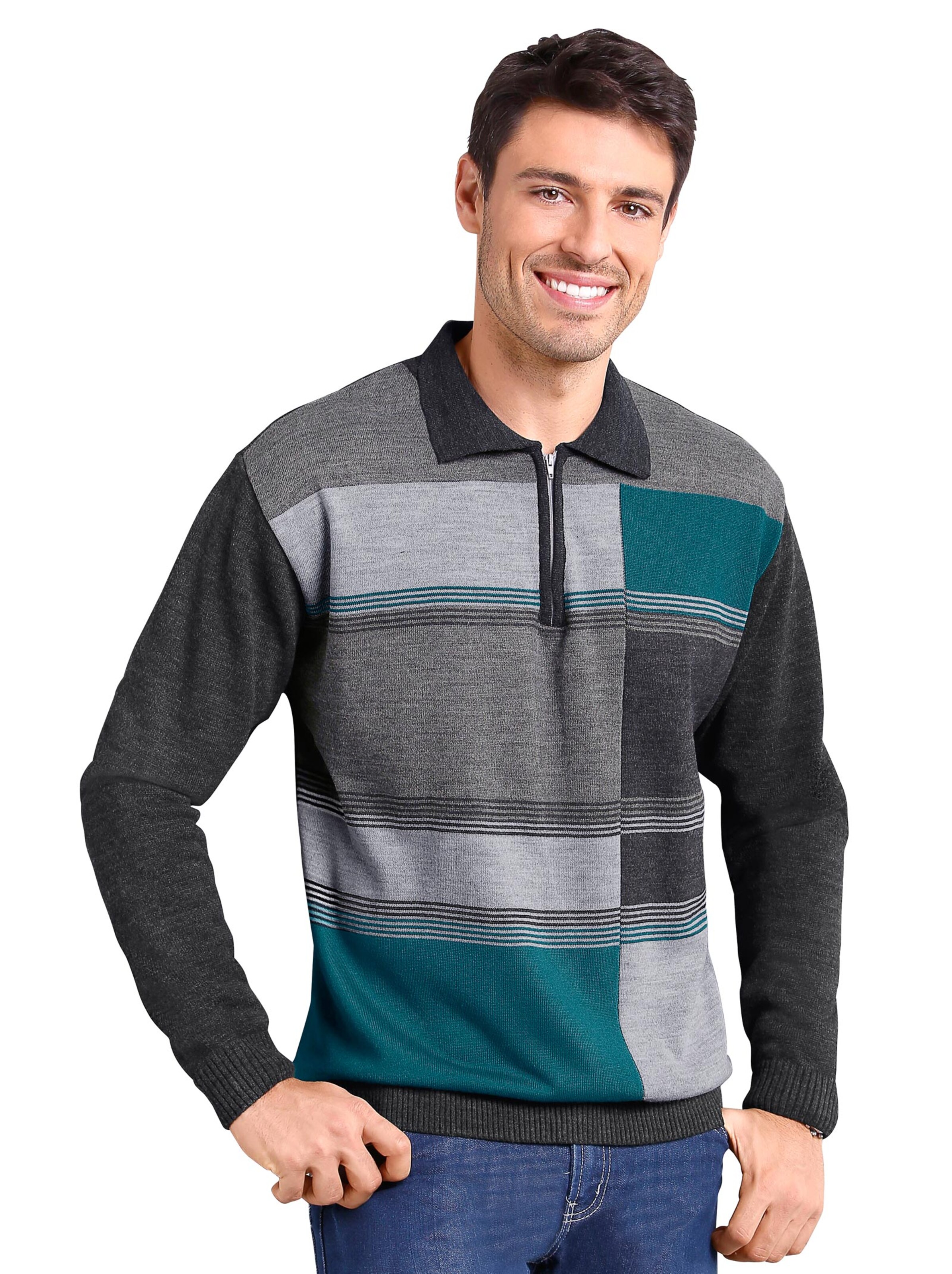 Pullover - anthrazit-petrol