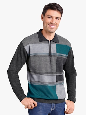 Pullover - anthrazit-petrol