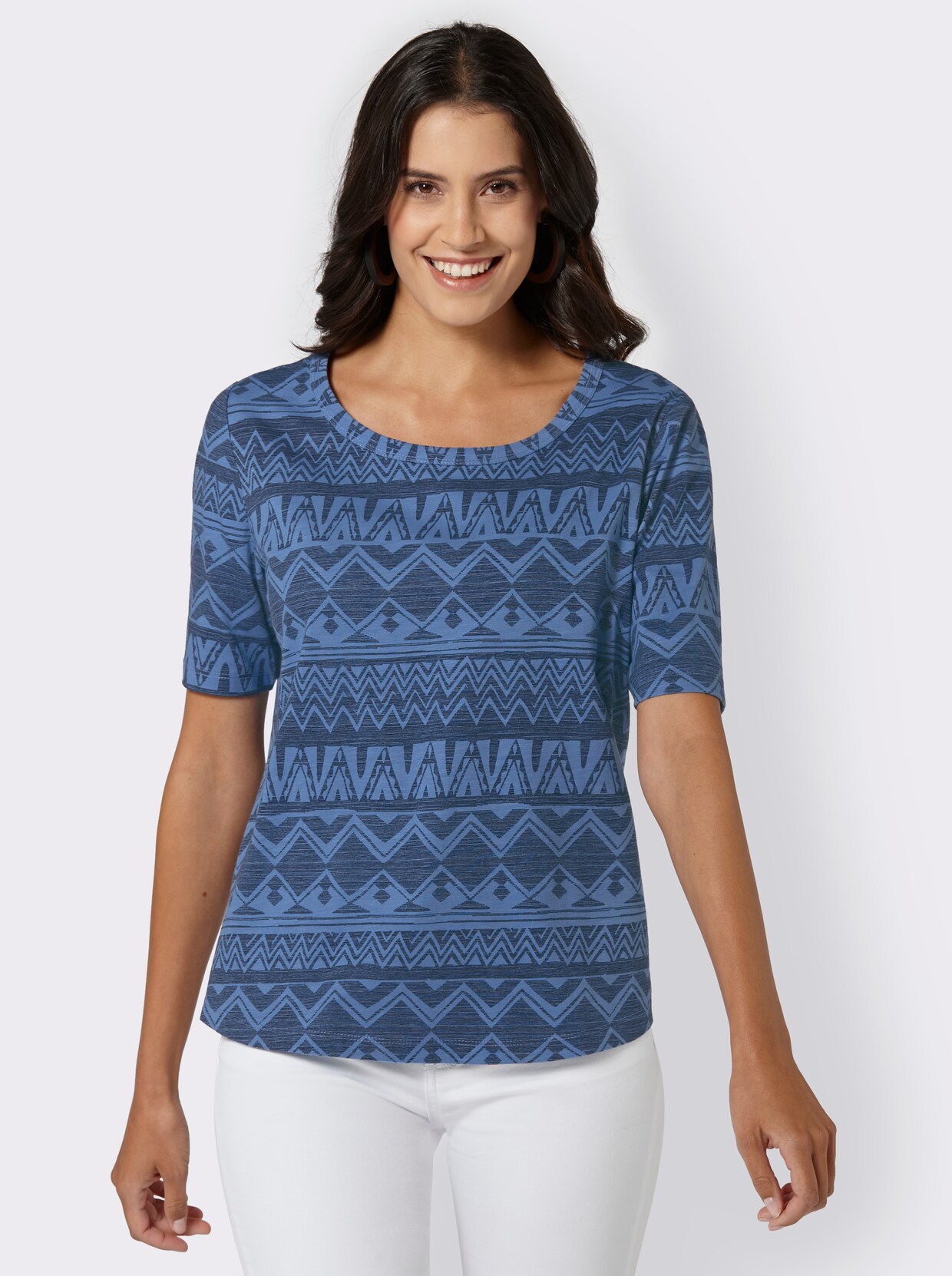 Shirt met print - jeansblauw