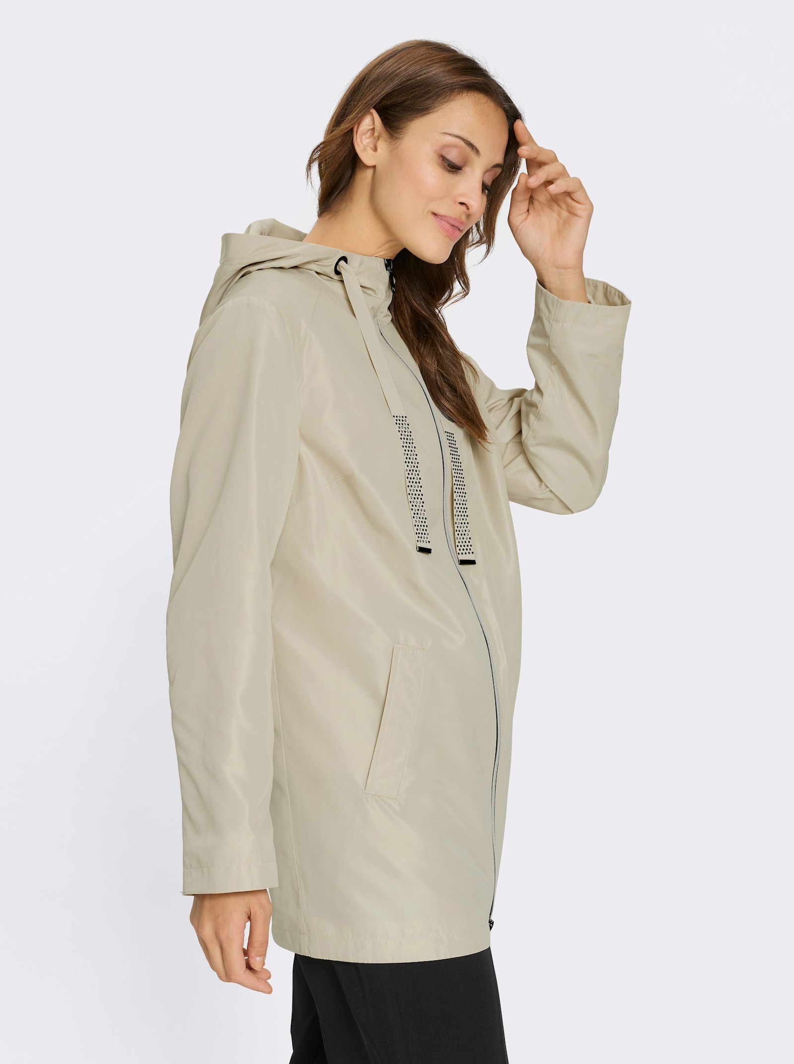 Outdoorjacke mit knöpfbarer Innentasche - sand