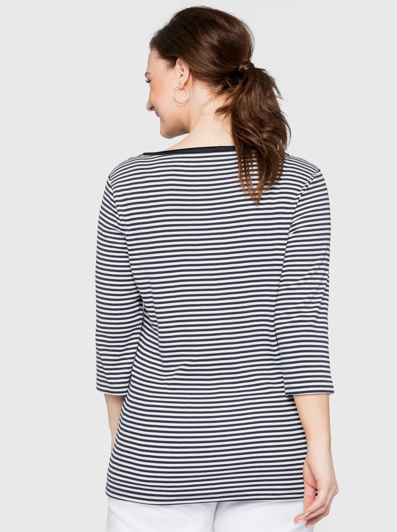 sheego Streepjesshirt met 3/4-mouwen - marine