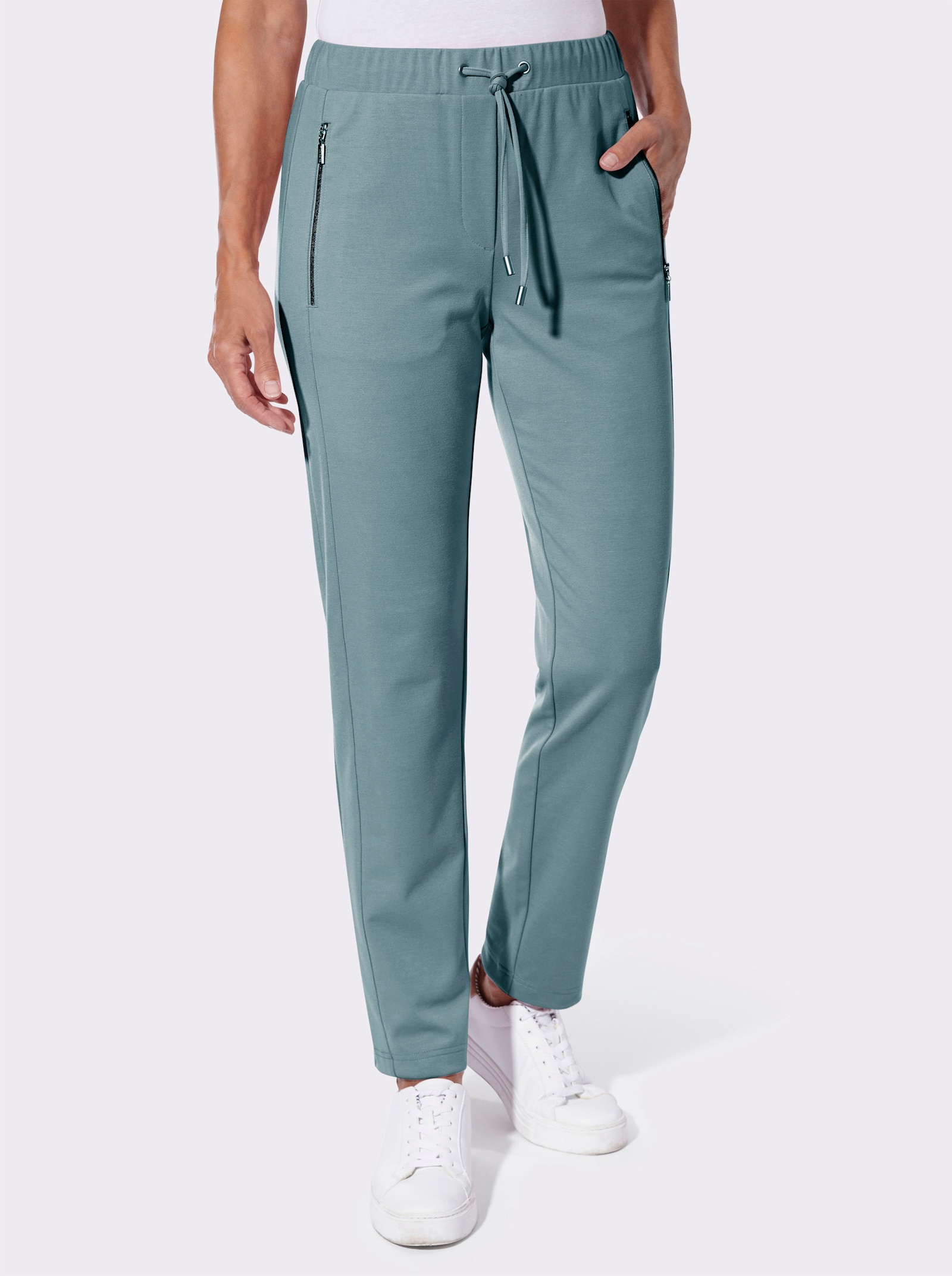 Jerseyhose mit Reißverschluss-Taschen - jade
