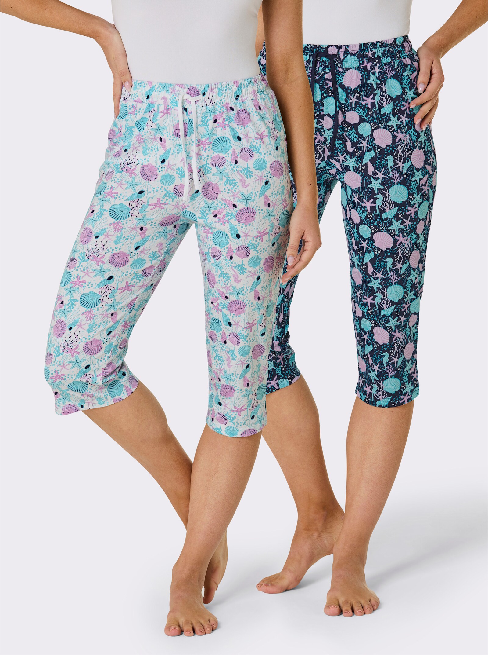 feel good Strandhose - marine-bedruckt + weiss-bedruckt