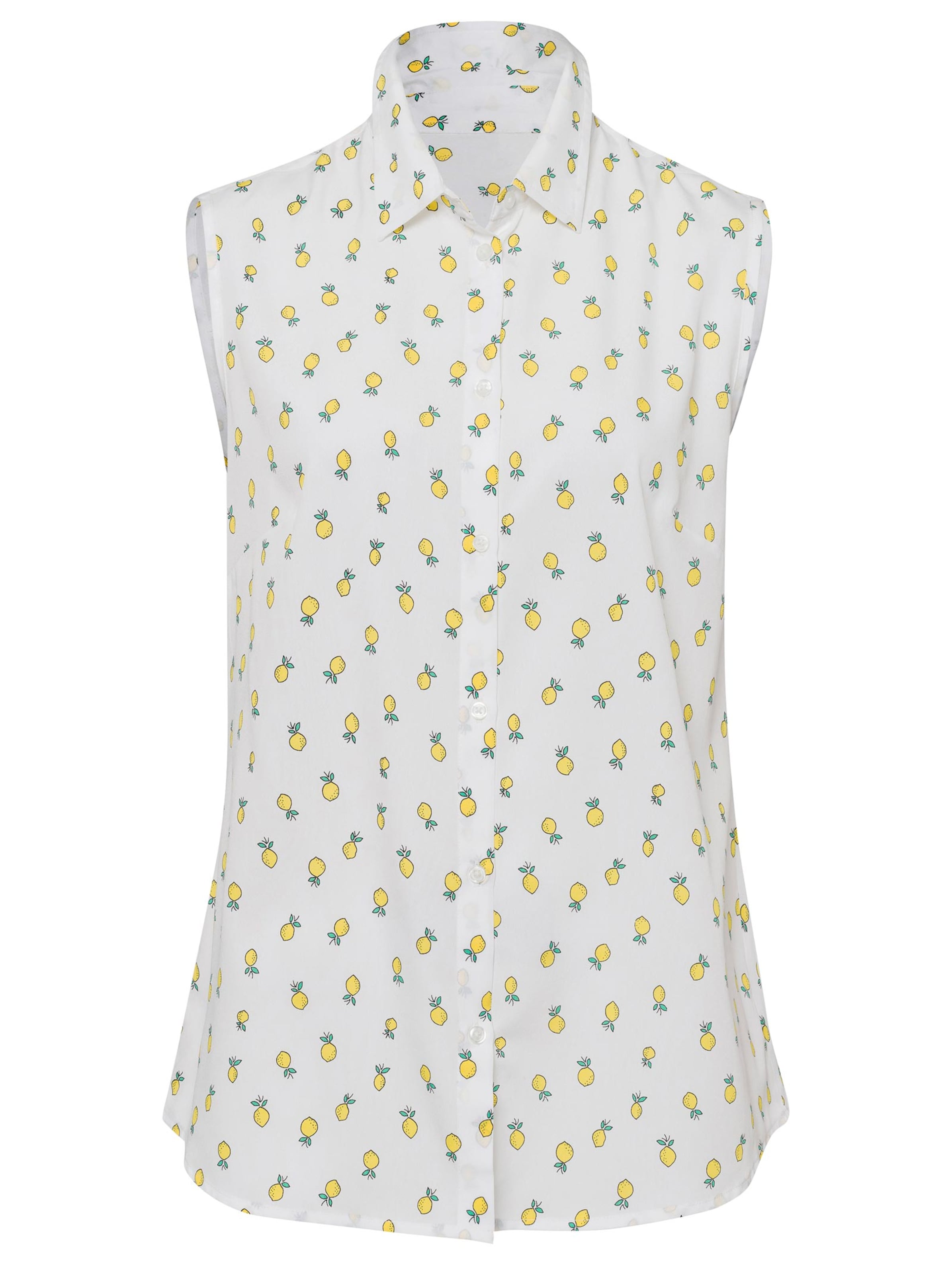 Blusentop - weiß-gelb-bedruckt