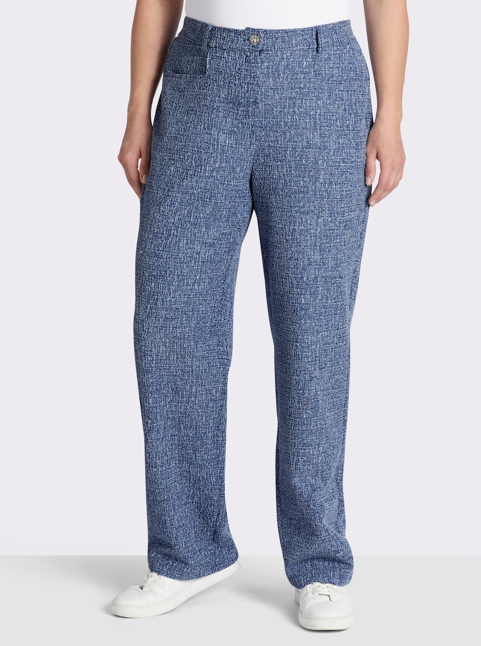 sheego Jerseyhose aus weichem Bouclé - jeansblau