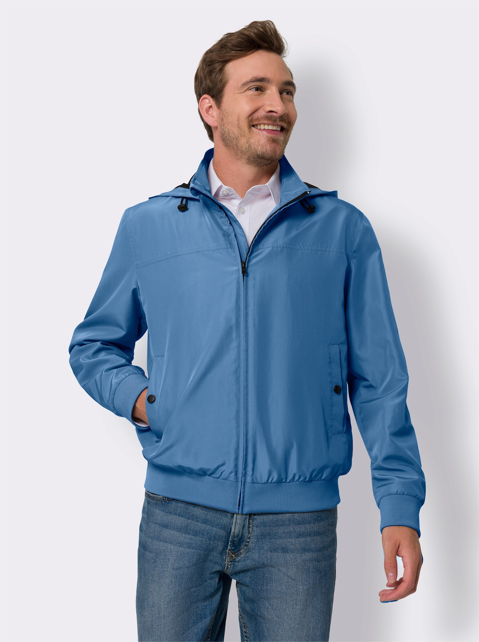 Bluzón. bunda s vnút.vreckom - jemná modrá