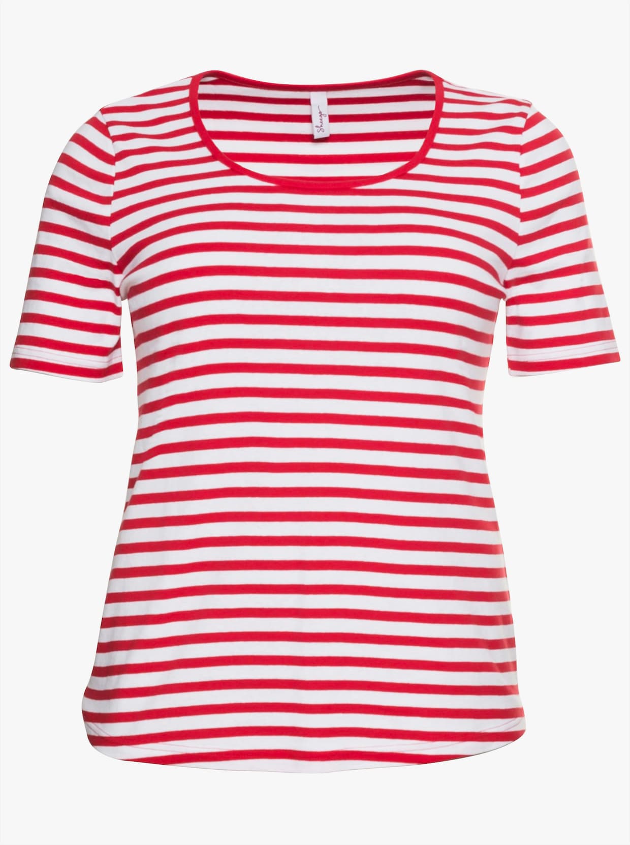 sheego Streifenshirt - mohnrot-weiß
