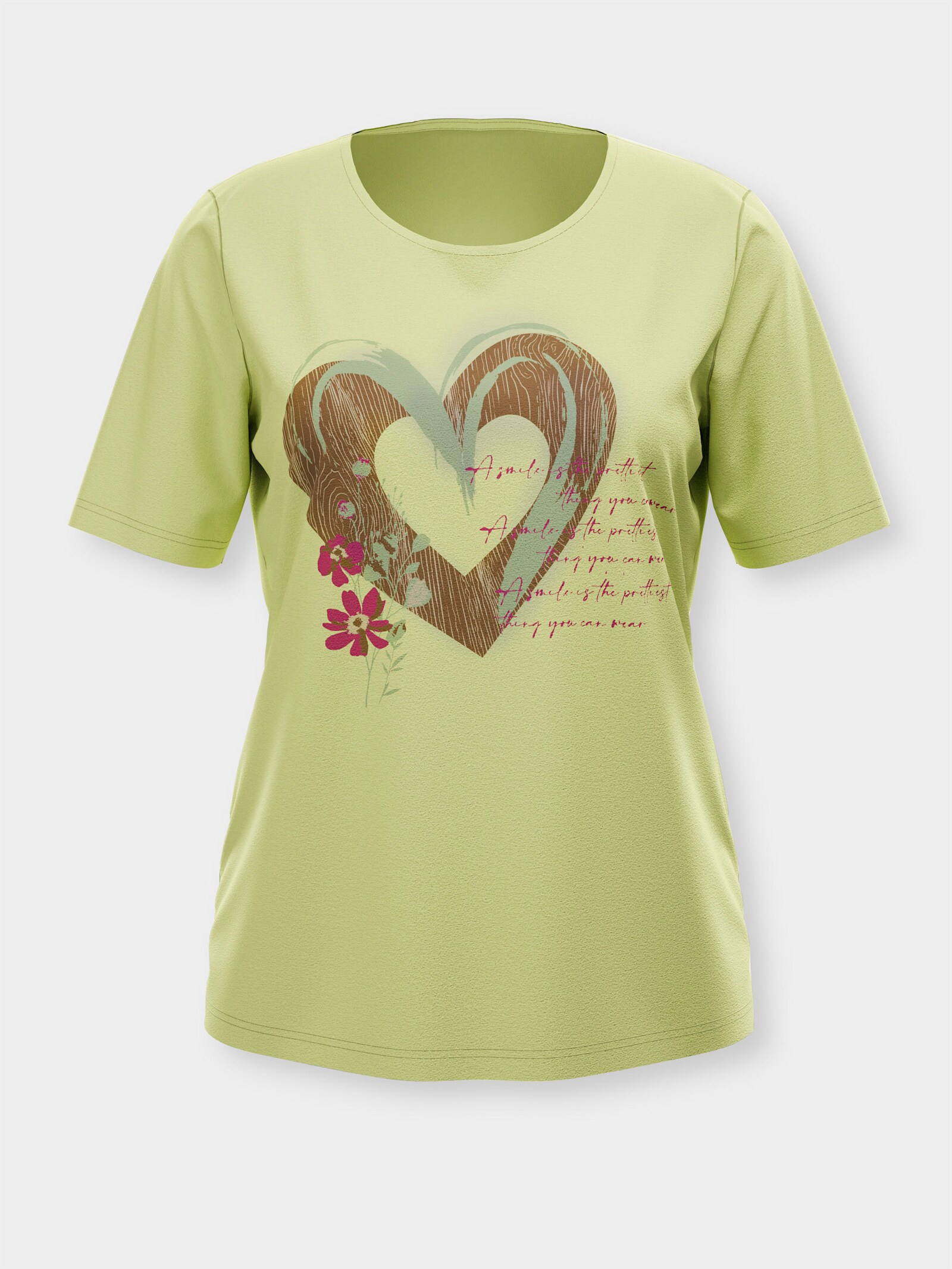 Kurzarmshirt im Trachtenstil - pistazie-braun