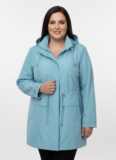 Jacke mit regulierbarer Kapuze und Taille - aquamarin