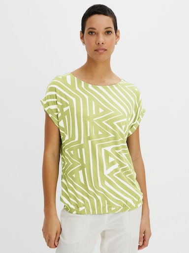 Kurzarmshirt - pistazie-ecru-gemustert