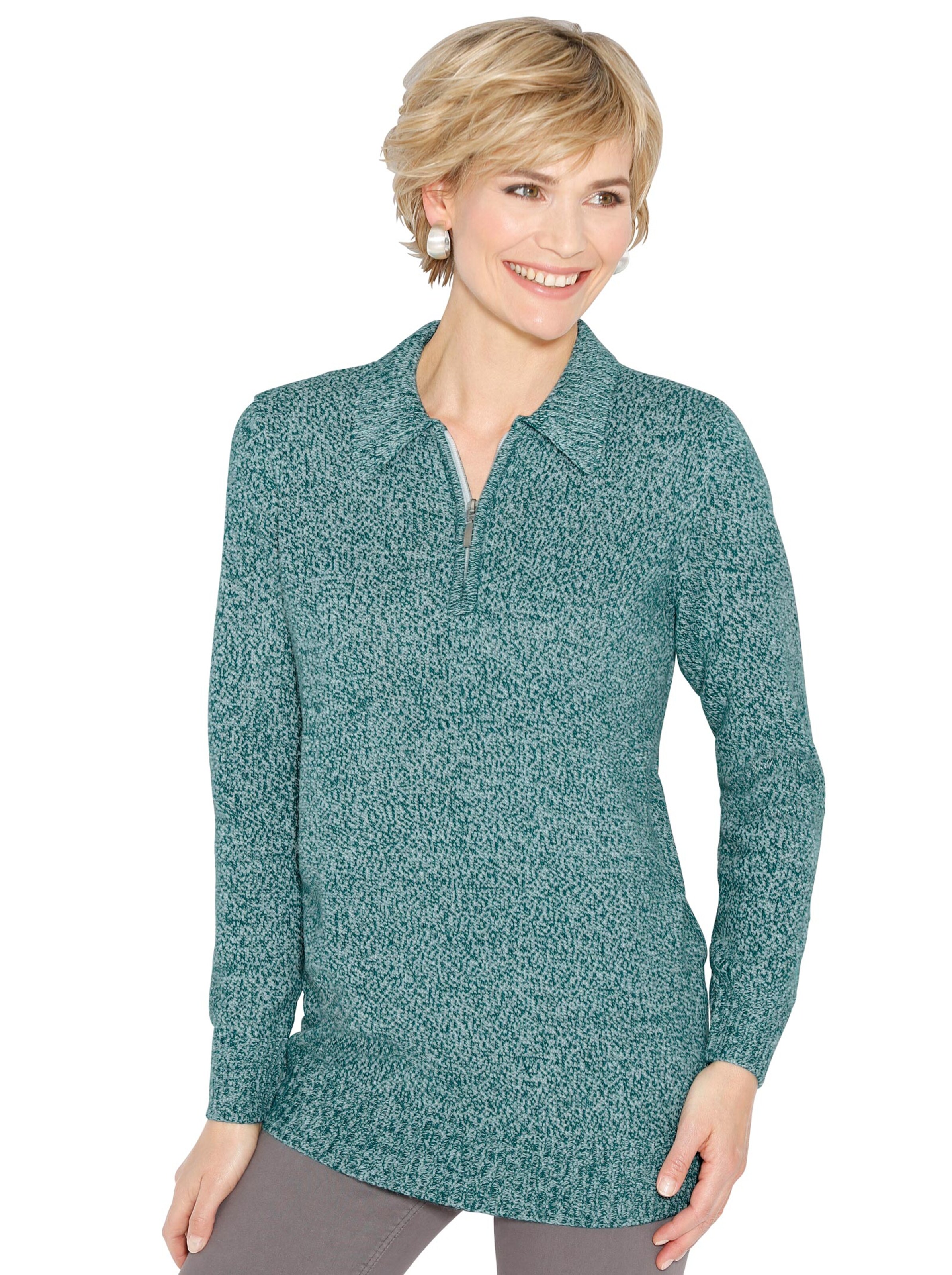 Pullover - petrol-meliert