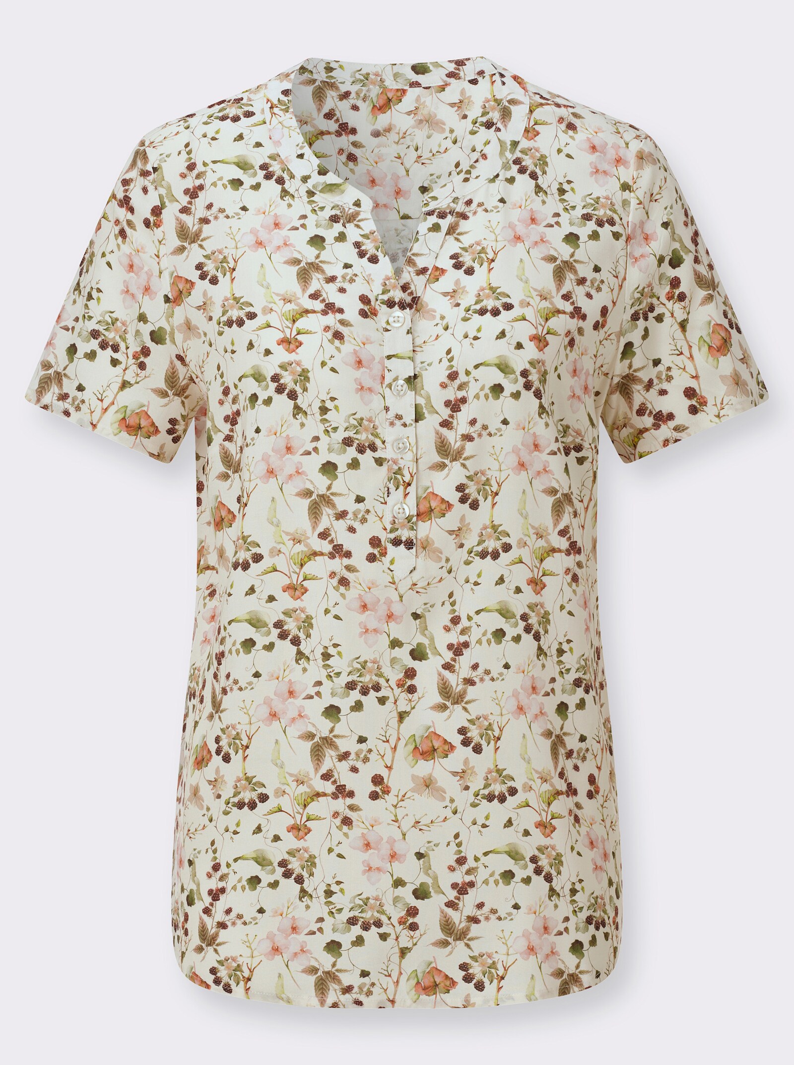 Druckbluse mit floralem Allover-Druck - champagner-schilf-bedruckt