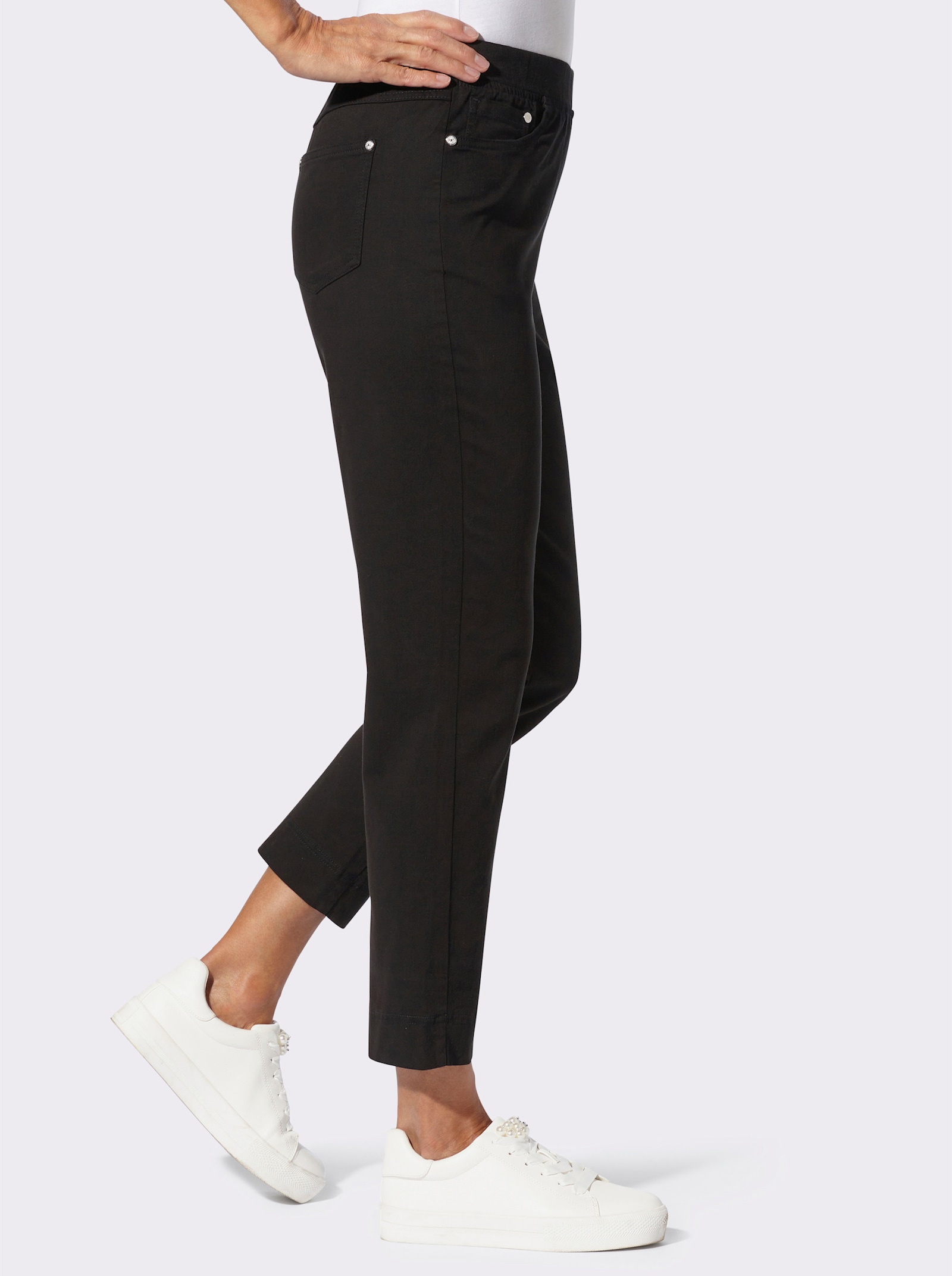 7/8-Jeans mit Jersey-Bund in softer Qualität - schwarz