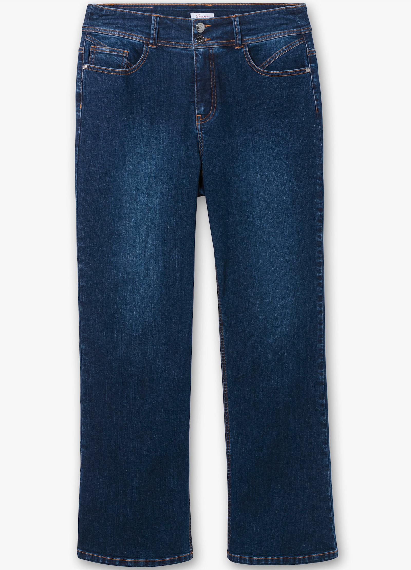 sheego Bootcut-jeans met high-waist-band - dark blue denim