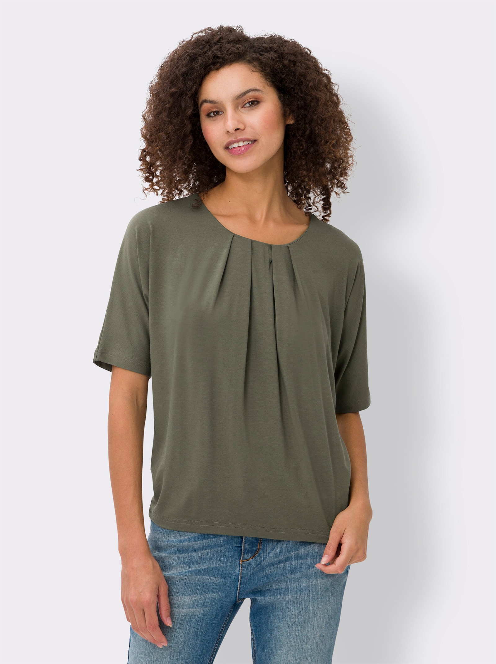 heine Fledermausshirt mit Rundhals-Ausschnitt - khaki