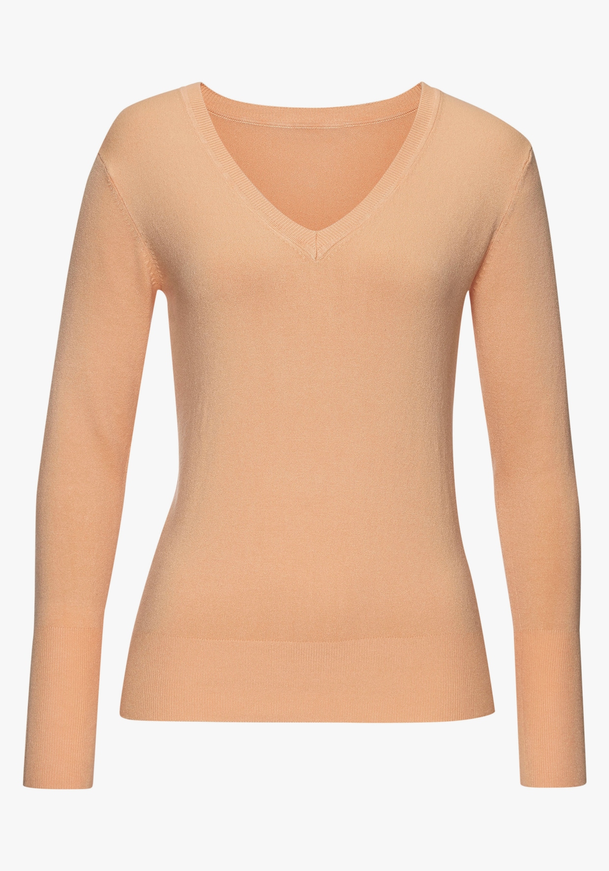 Vivance V-Ausschnitt-Pullover - pfirsich