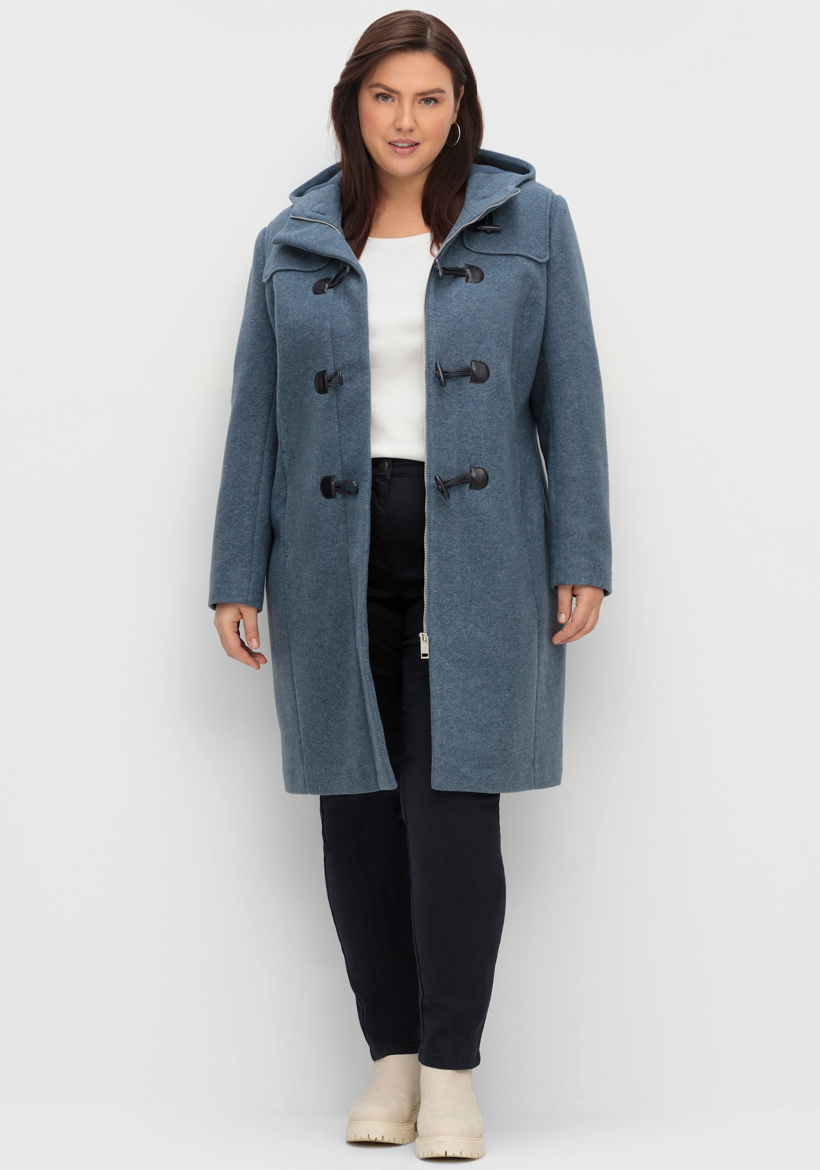sheego Dufflecoat mit Knebelknöpfen - taubenblau